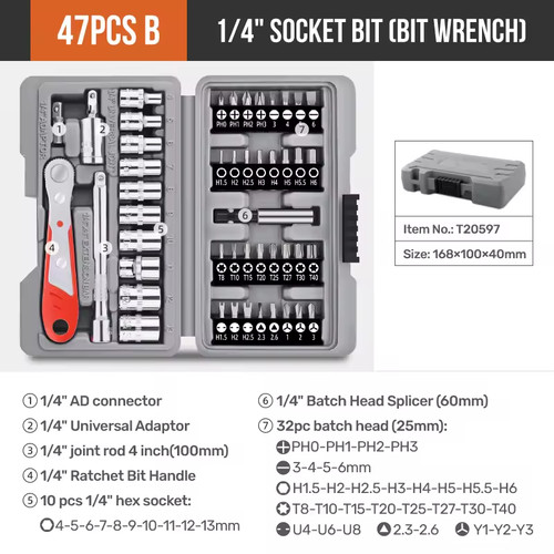 47pcs mini ratchet wrench - 1/4",